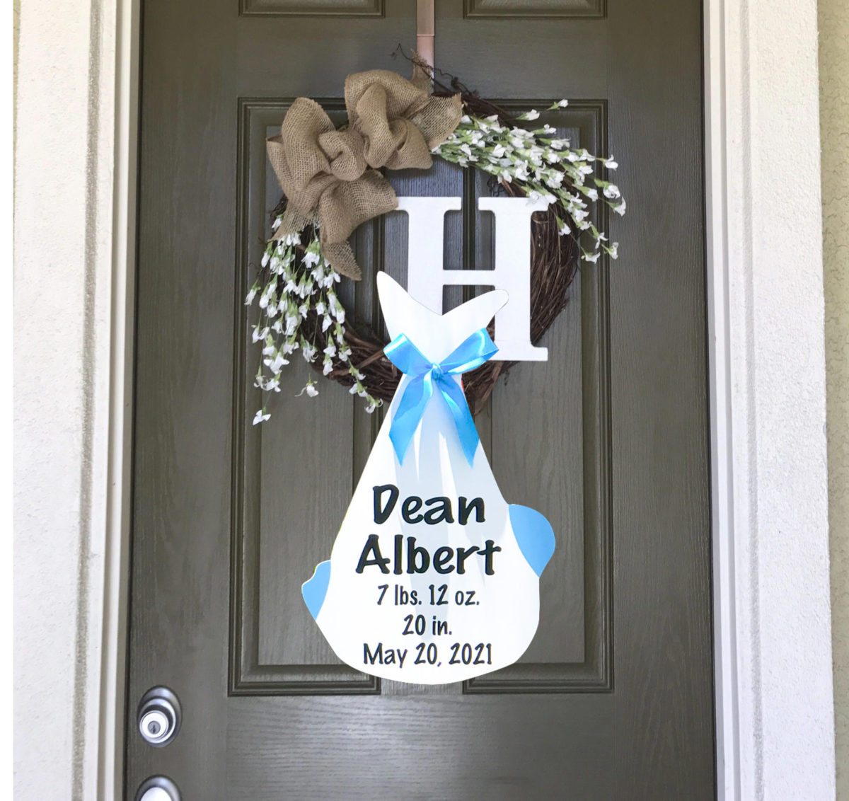 Just the Bundle as a Door Hanger, Birth Announcement Yard Stork Sign in Golden Isles - St Simons, Jekyll, Sea Island, Darien & Brunswick