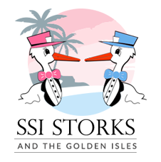 SSI Stork Logo: Birth Announcement Yard Stork Sign in Golden Isles - St Simons, Jekyll, Sea Island, Darien & Brunswick